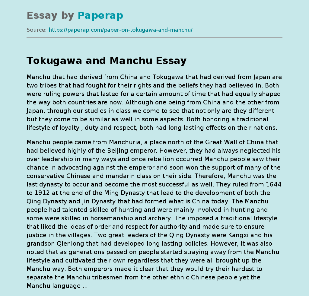 Tokugawa and Manchu
