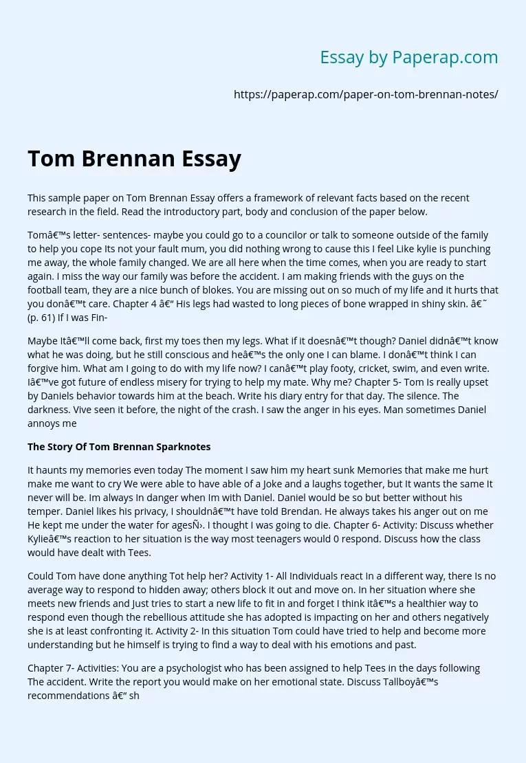 Tom Brennan Essay