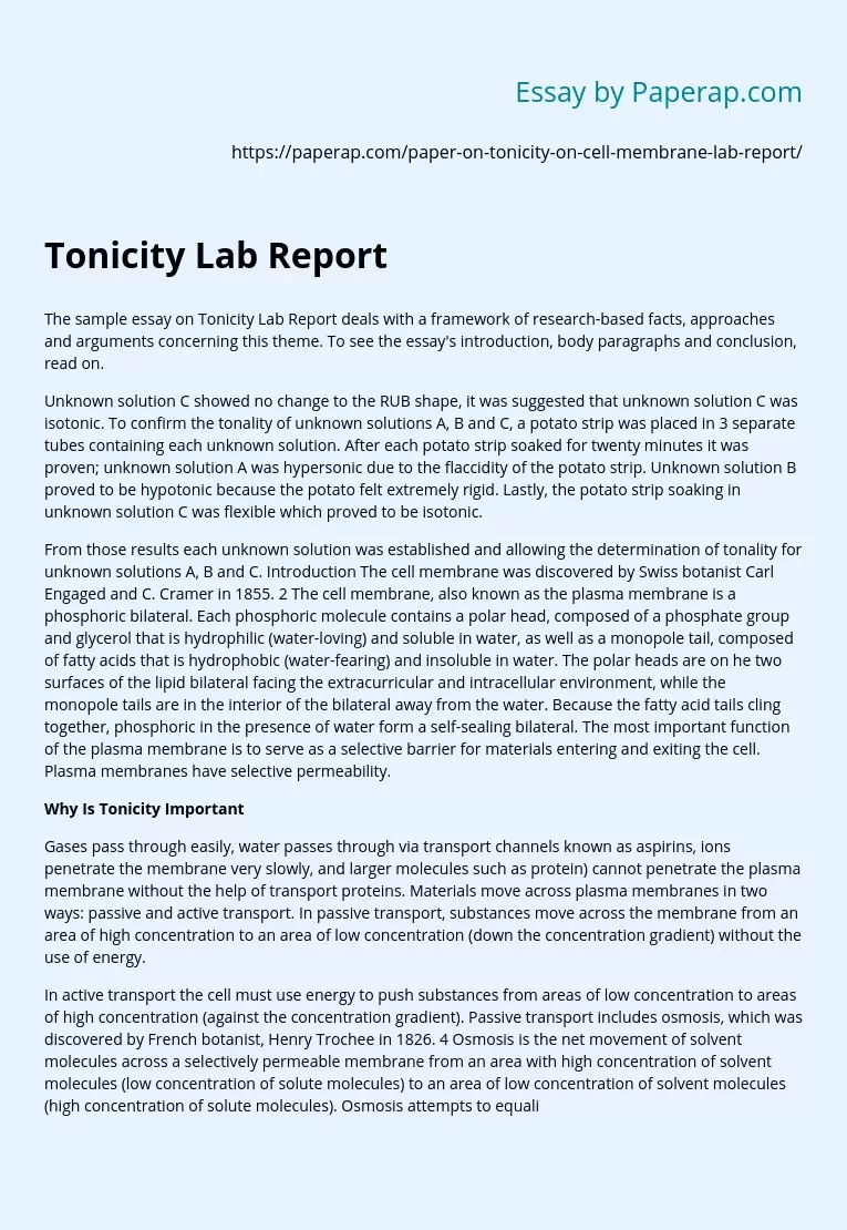 Tonicity Lab Report
