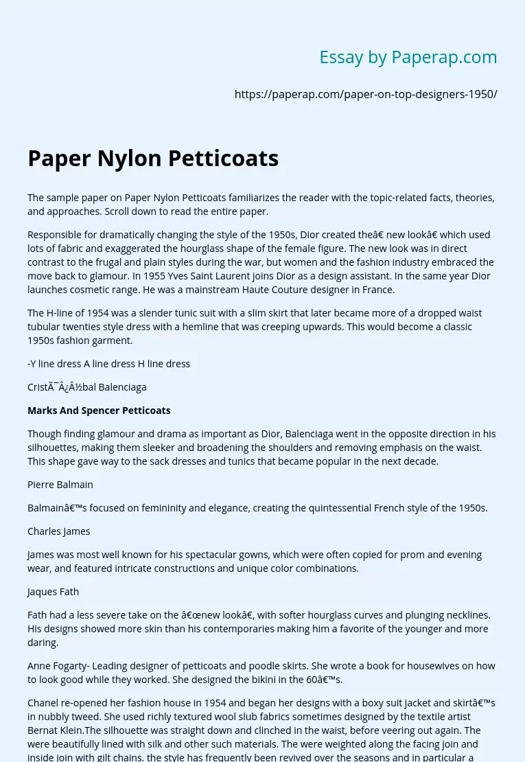 Paper Nylon Petticoats