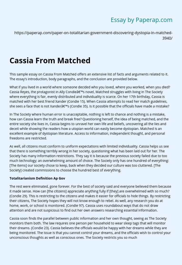 Cassia From Matched