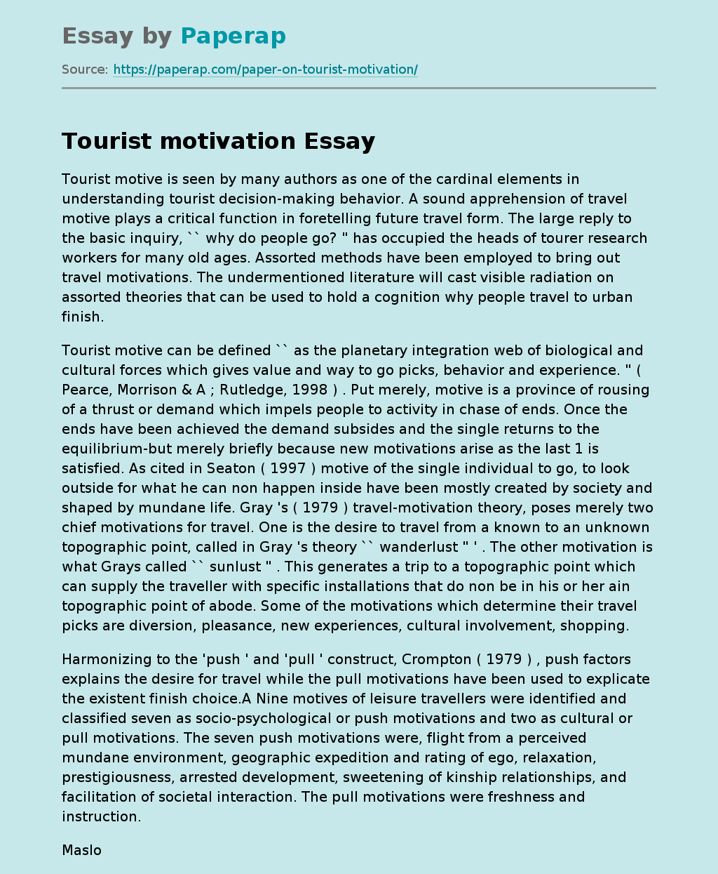 Understanding The Motivation Of People Going On A Trip
