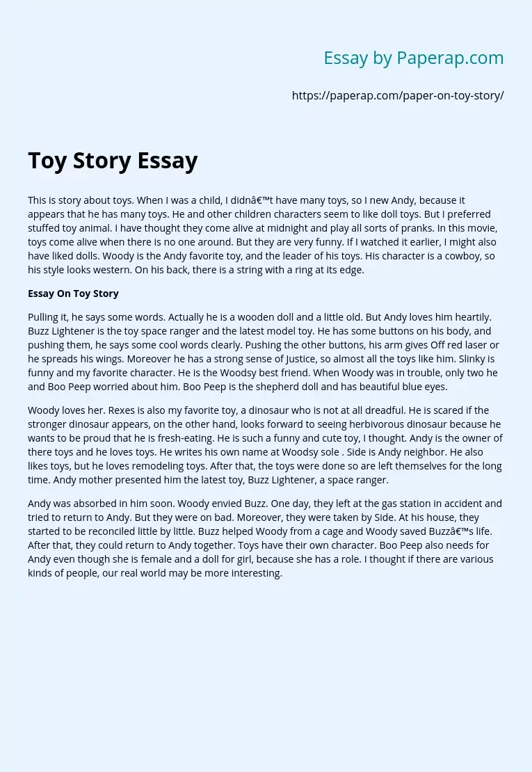 Essay On Toy Story