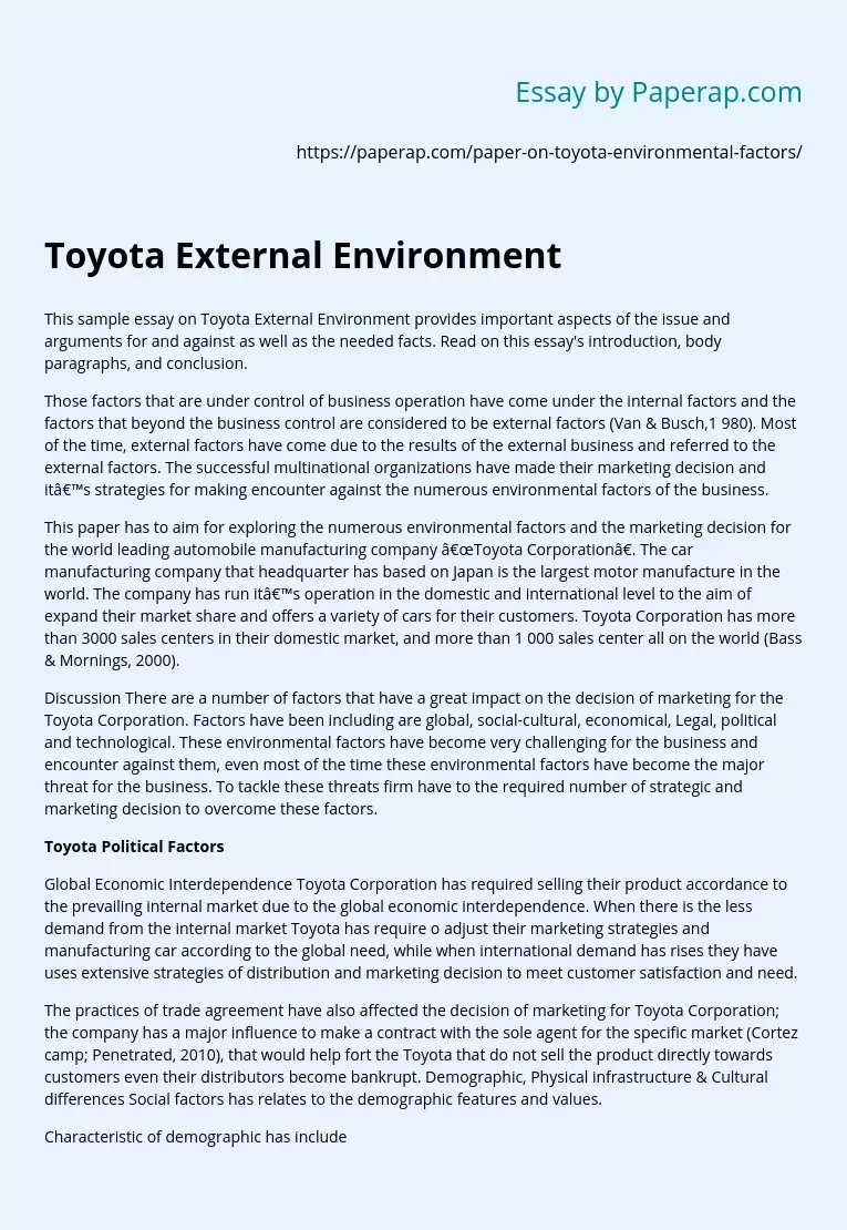 Toyota External Environment