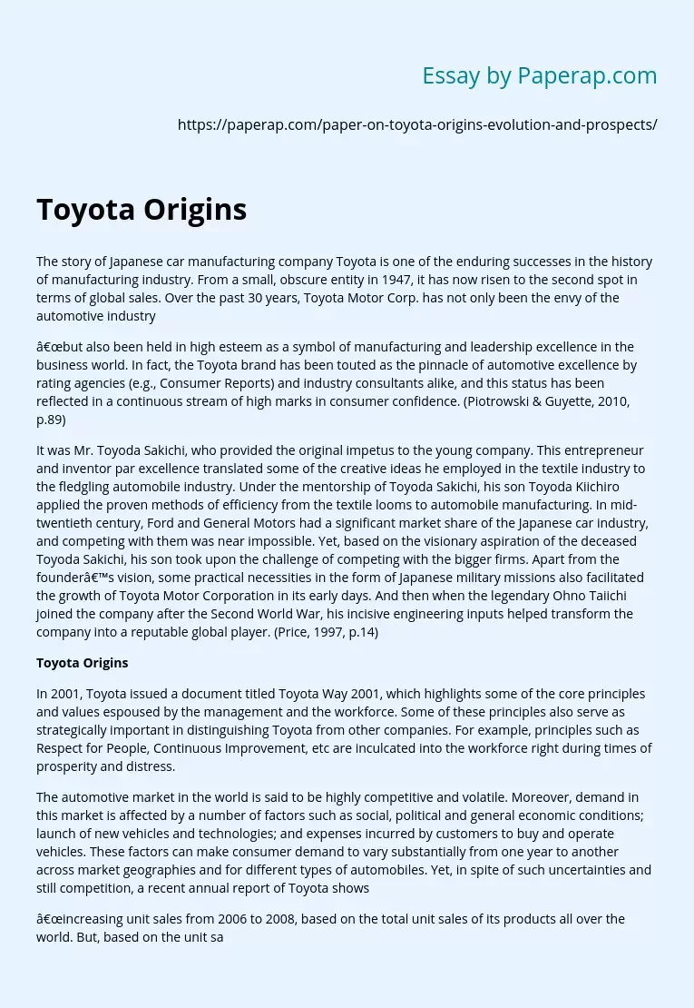 Toyota Origins