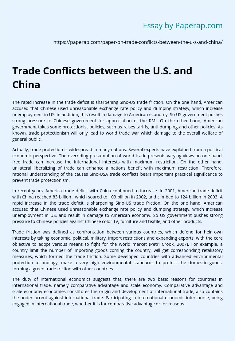 Trade Conflicts between the U.S. and China