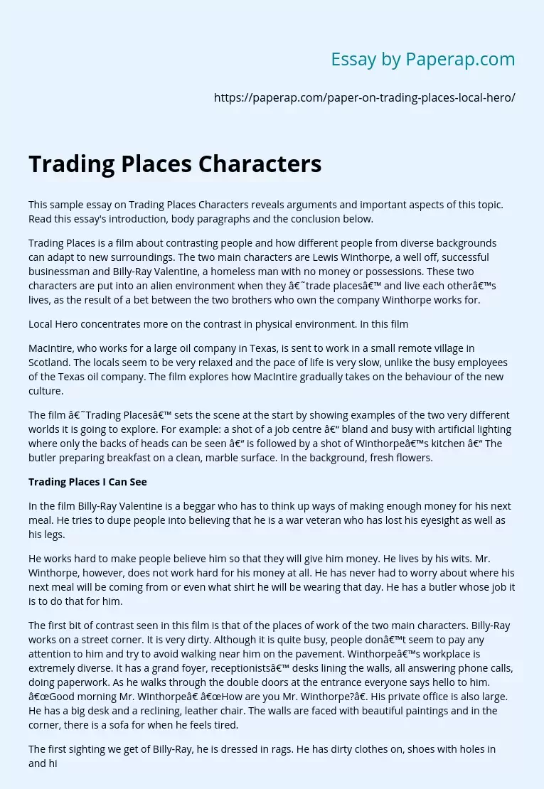 Trading Places Characters