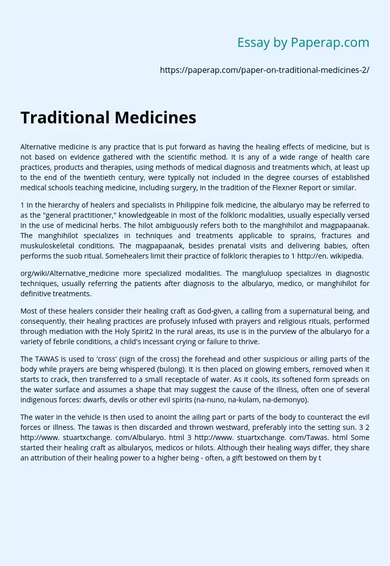 Traditional Medicines