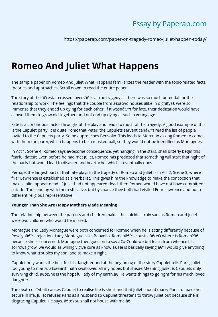 Romeo And Juliet What Happens
