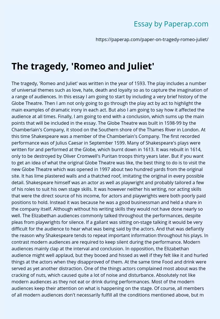 Реферат: Romeo And Juliet Modern Essay Research Paper