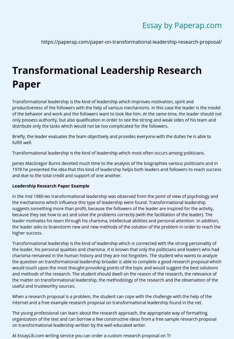 latest changes in leadership research paper