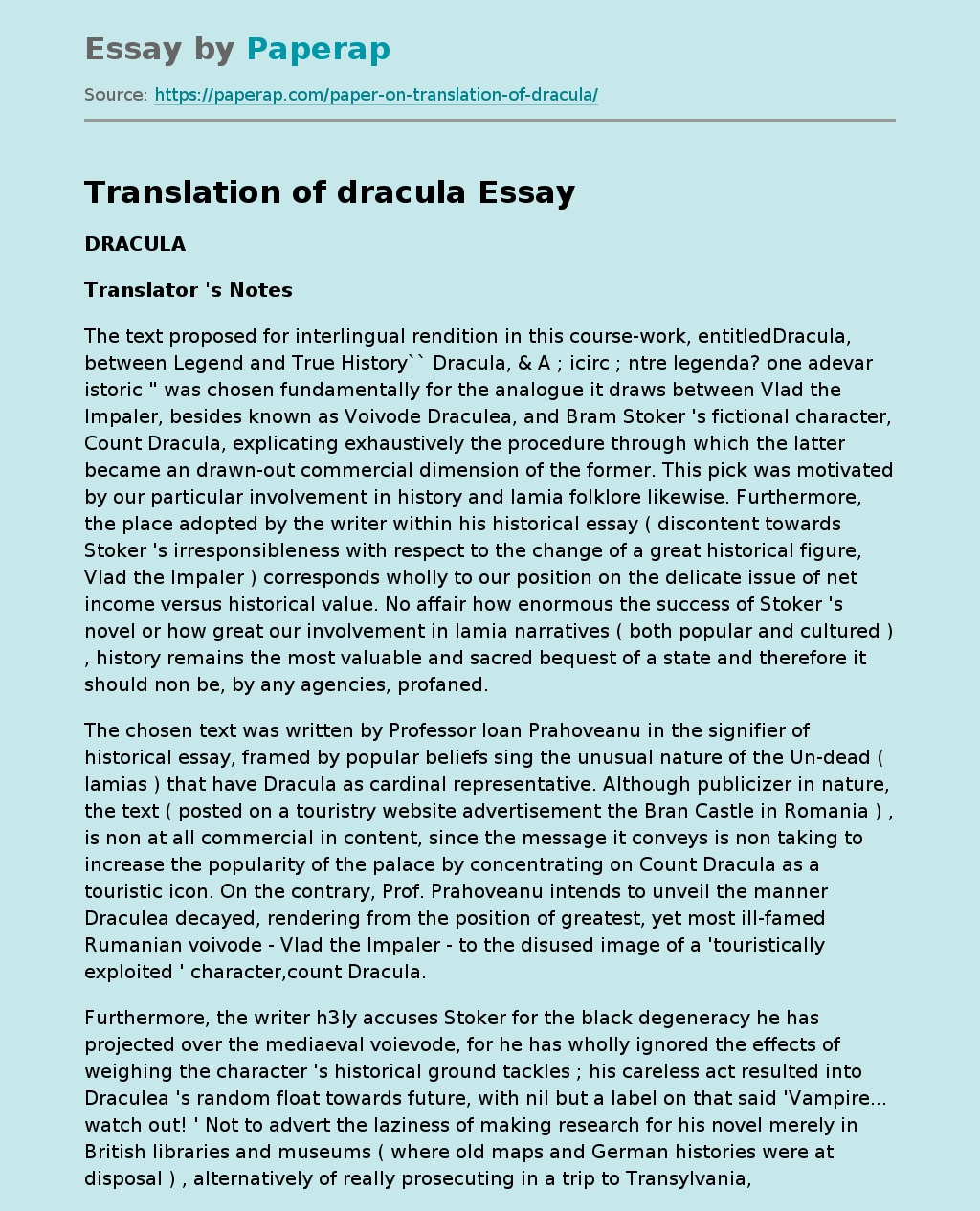 Translation of dracula