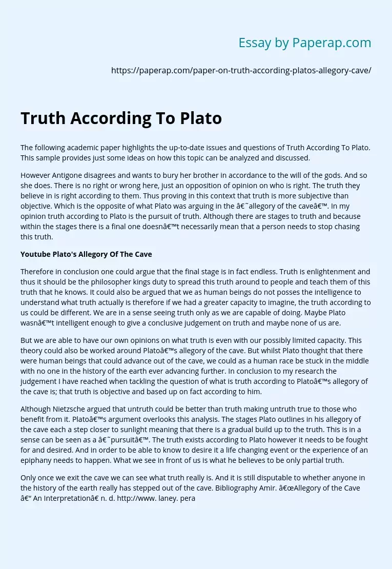 Truth According To Plato
