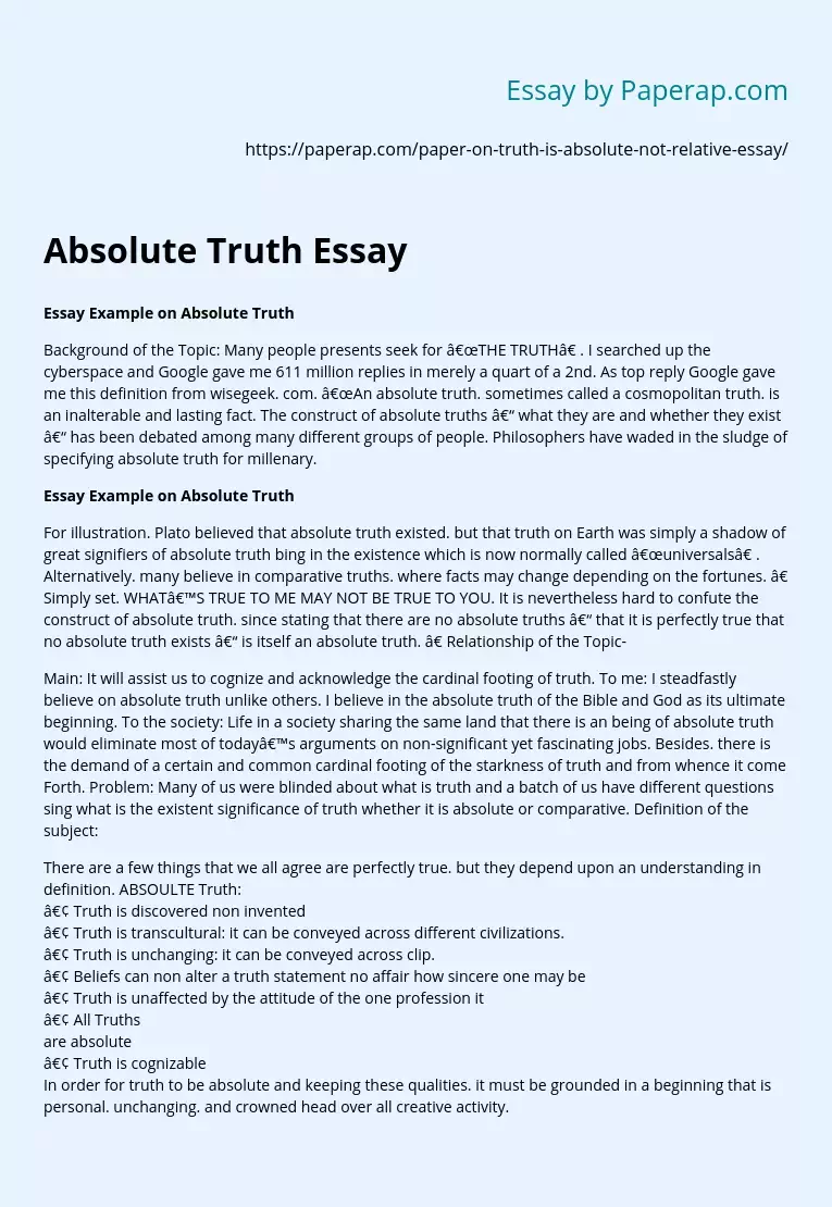 Absolute Truth Essay