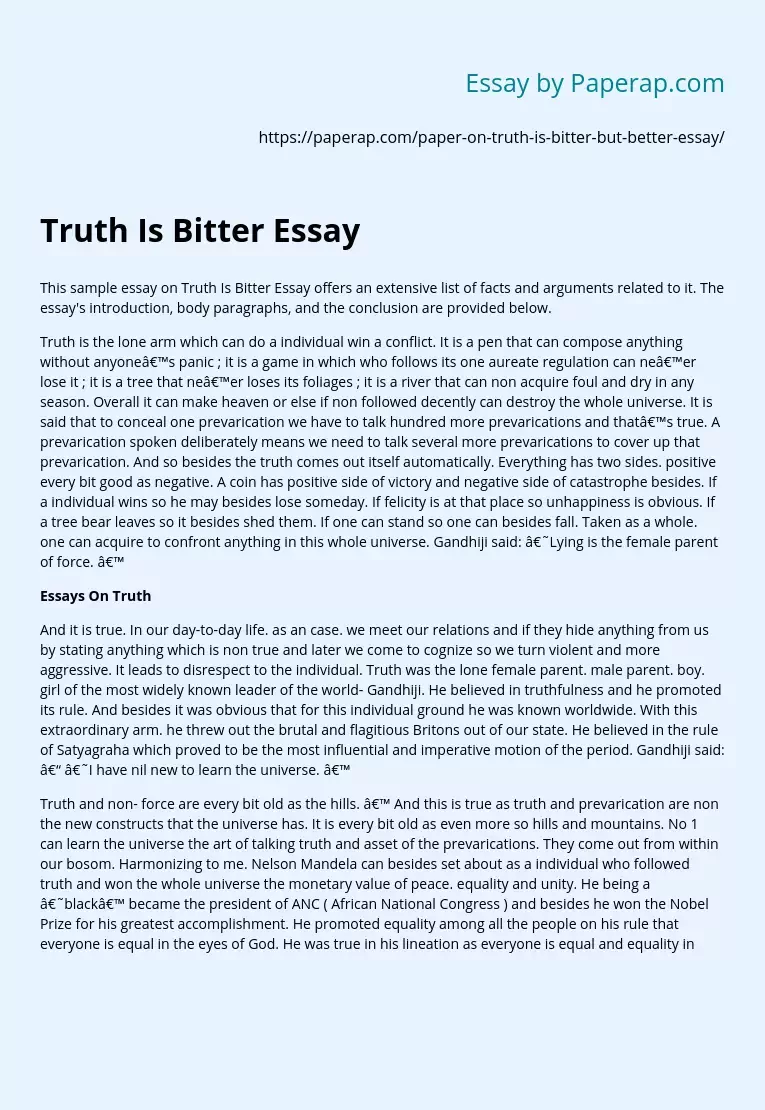 truth is always bitter essay