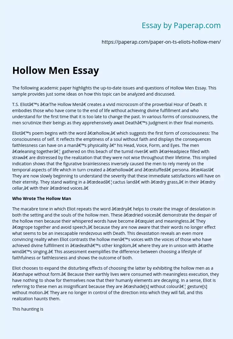 T.S. Eliot’s The Hollow Men Poem Analysis