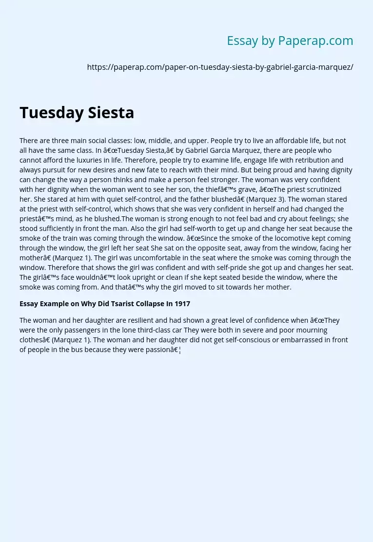 Tuesday Siesta by Gabriel Garcia Marquez