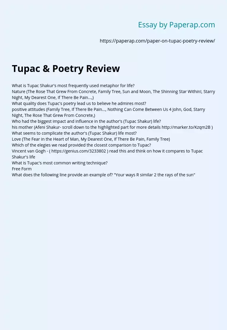 Tupac &amp; Poetry Review