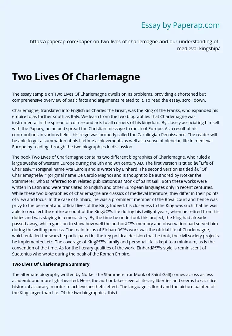 Two Lives Of Charlemagne