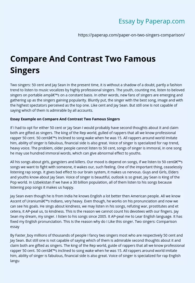 Compare And Contrast Two Famous Singers