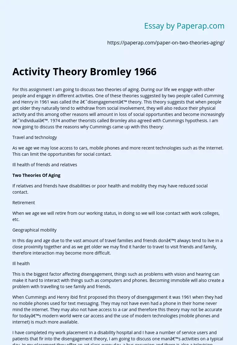 Activity Theory Bromley 1966
