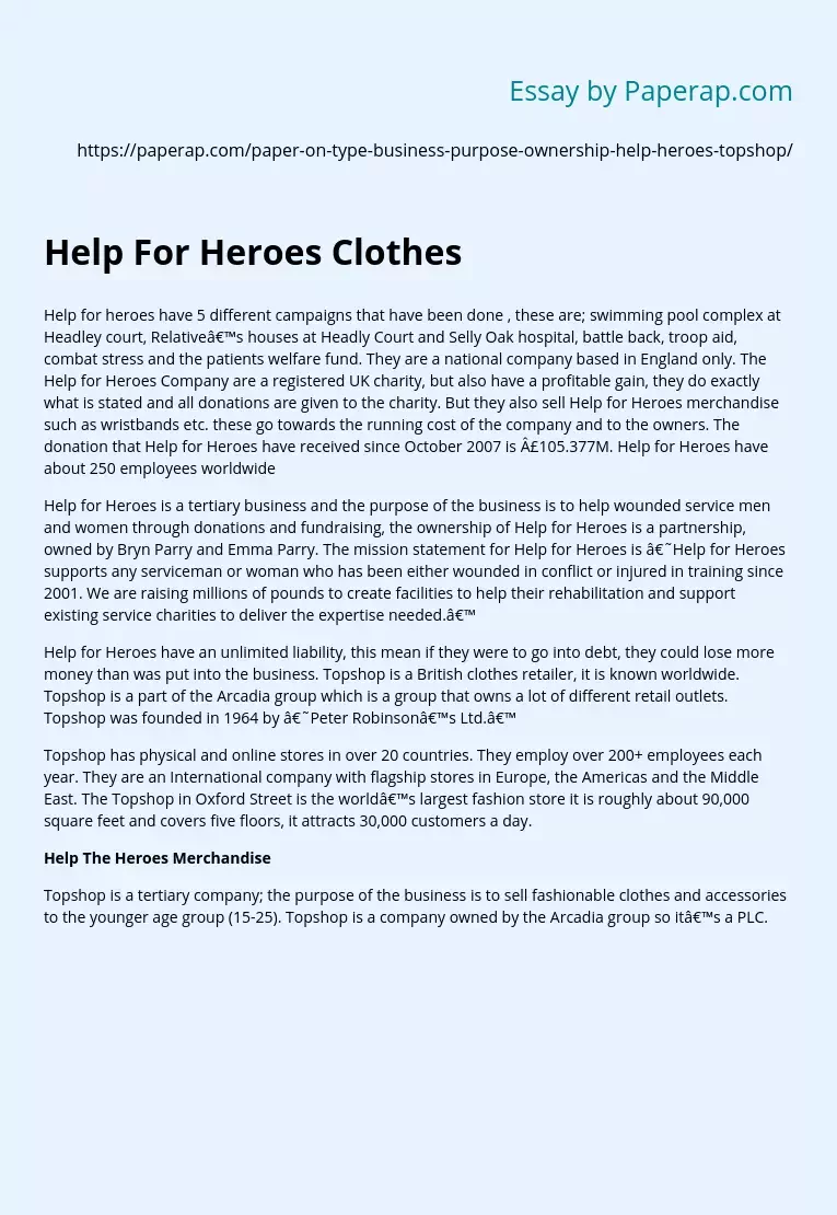 Help For Heroes Clothes