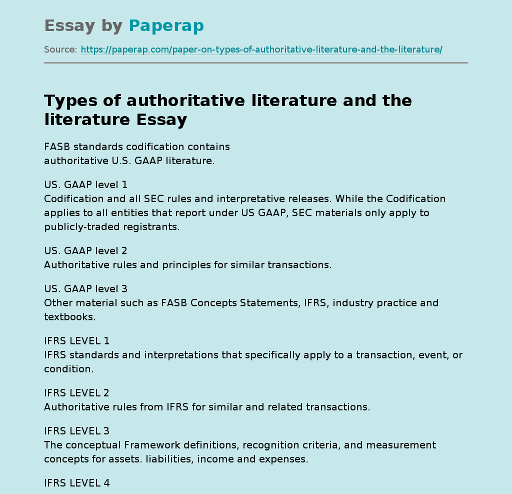 Types of authoritative literature and the literature