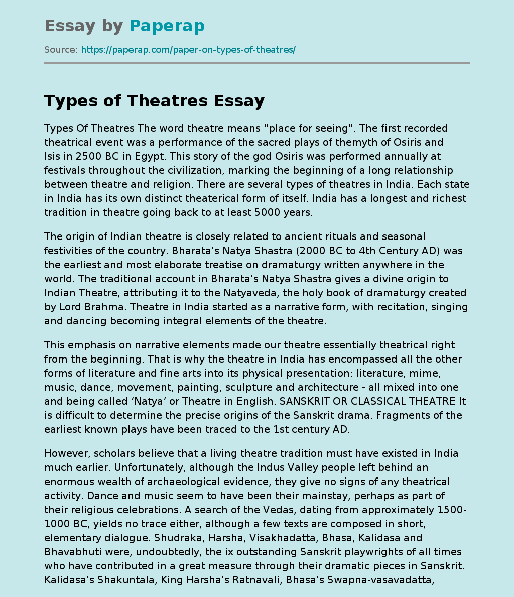 Types of Theatres
