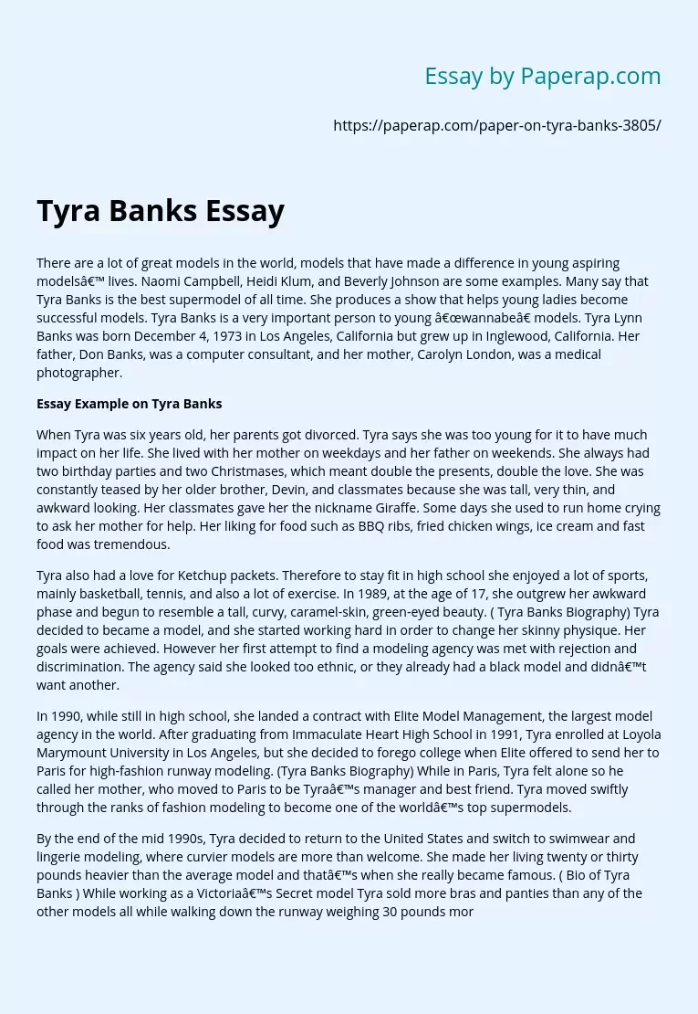 Tyra Banks Essay