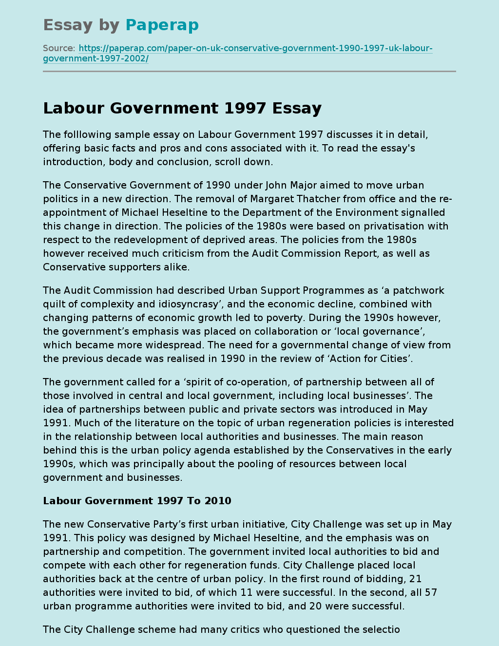 Labour Government 1997 To 2010