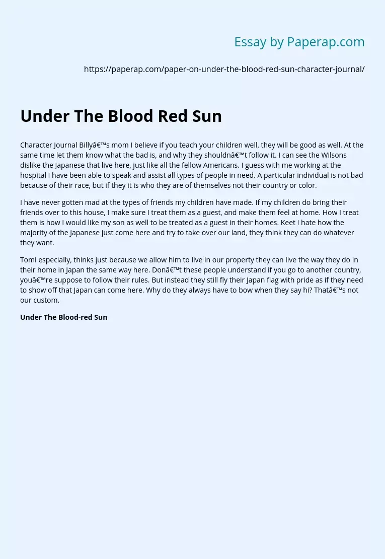 Under The Blood Red Sun