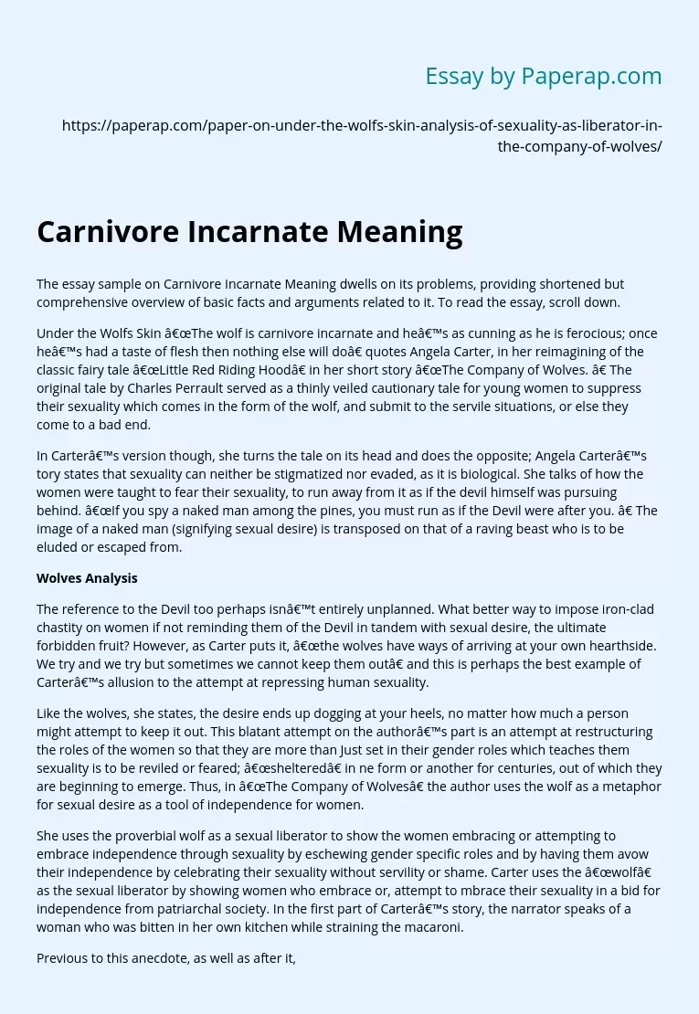 Carnivore Incarnate Meaning