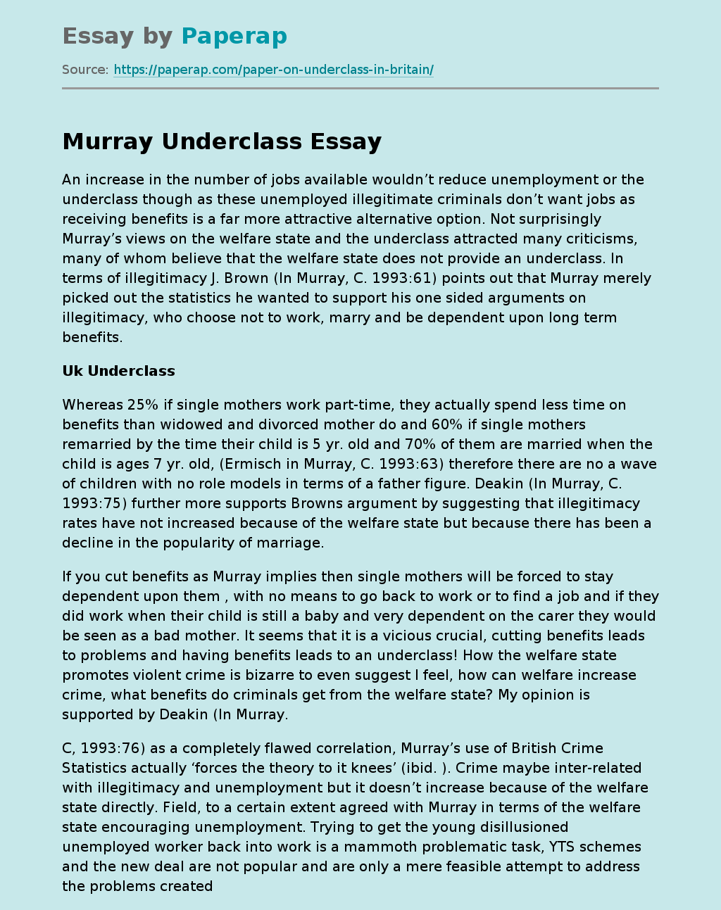 Murray Underclass