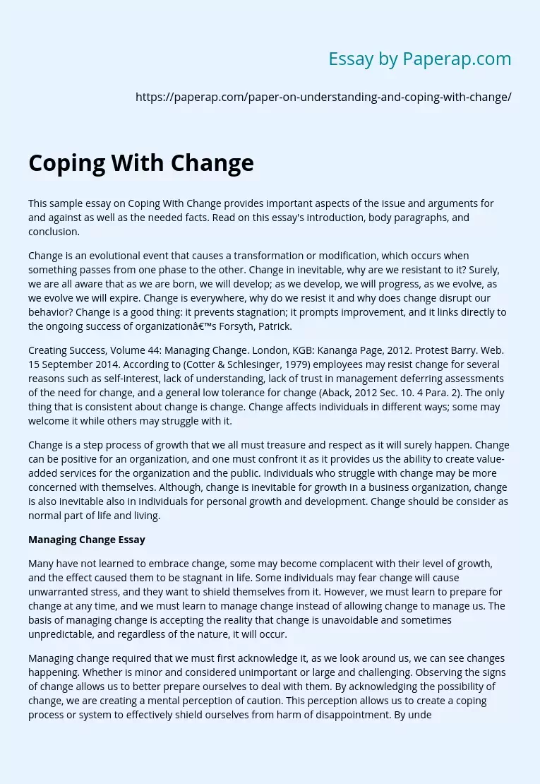Understanding and Coping With Change