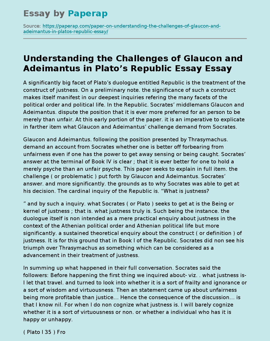 Understanding the Challenges of Glaucon and Adeimantus in Plato’s Republic Essay