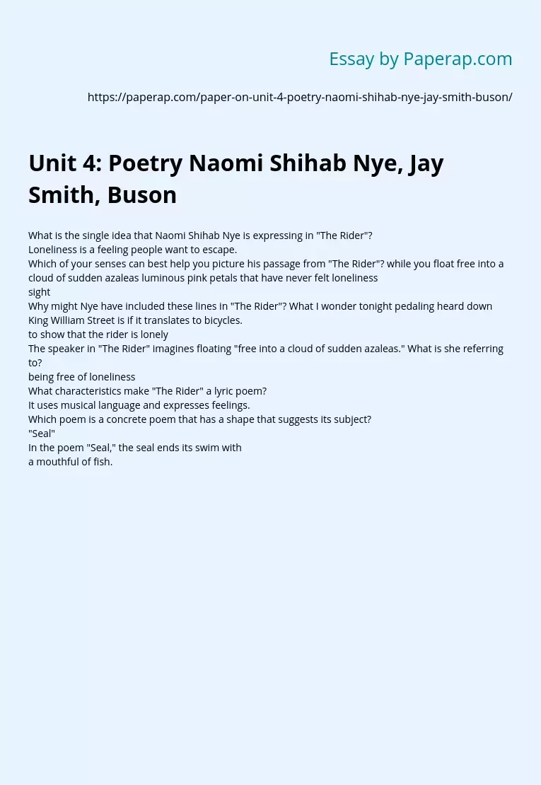 Poetry Naomi Shihab Nye, Jay Smith, Buson