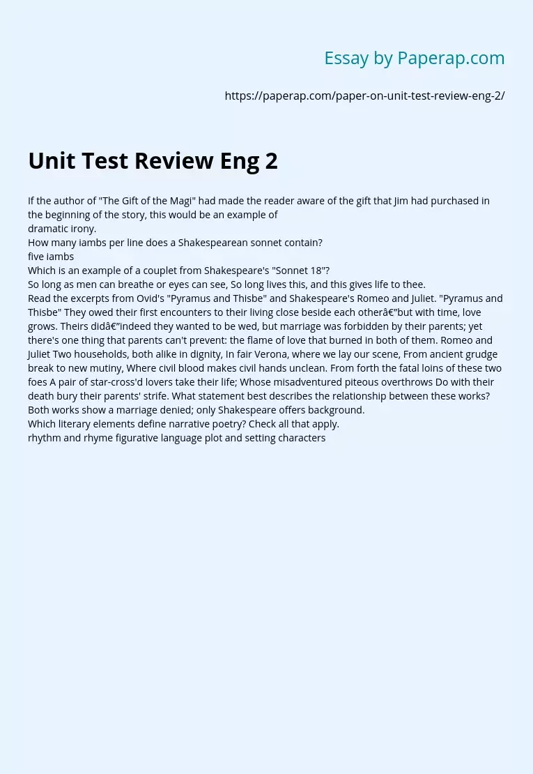 Unit Test Review Eng 2