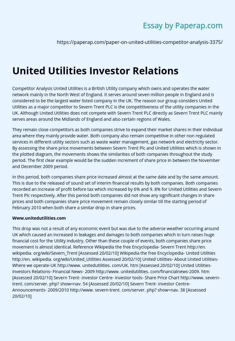 United Utilities Investor Relations