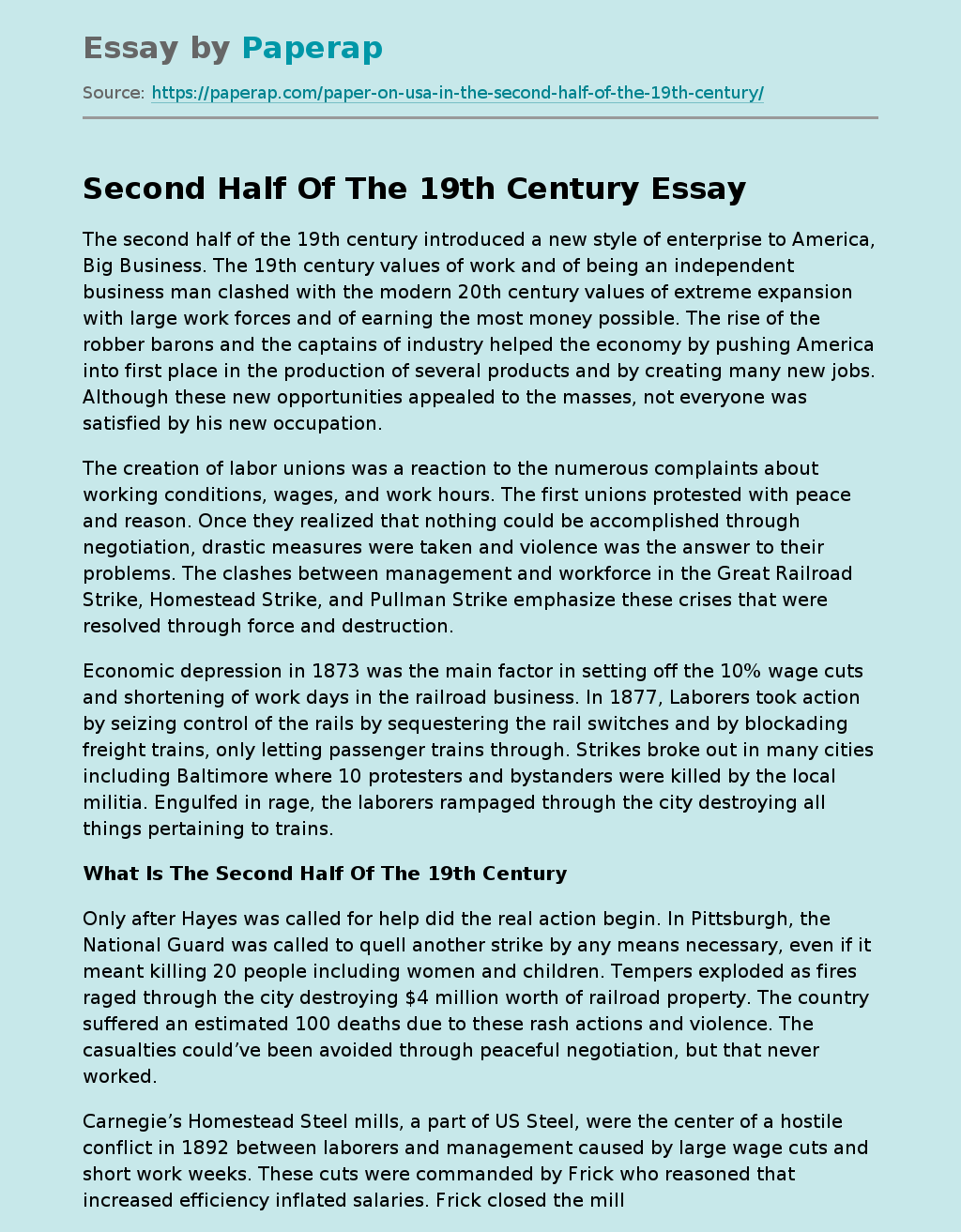 Second Half Of The 19th Century