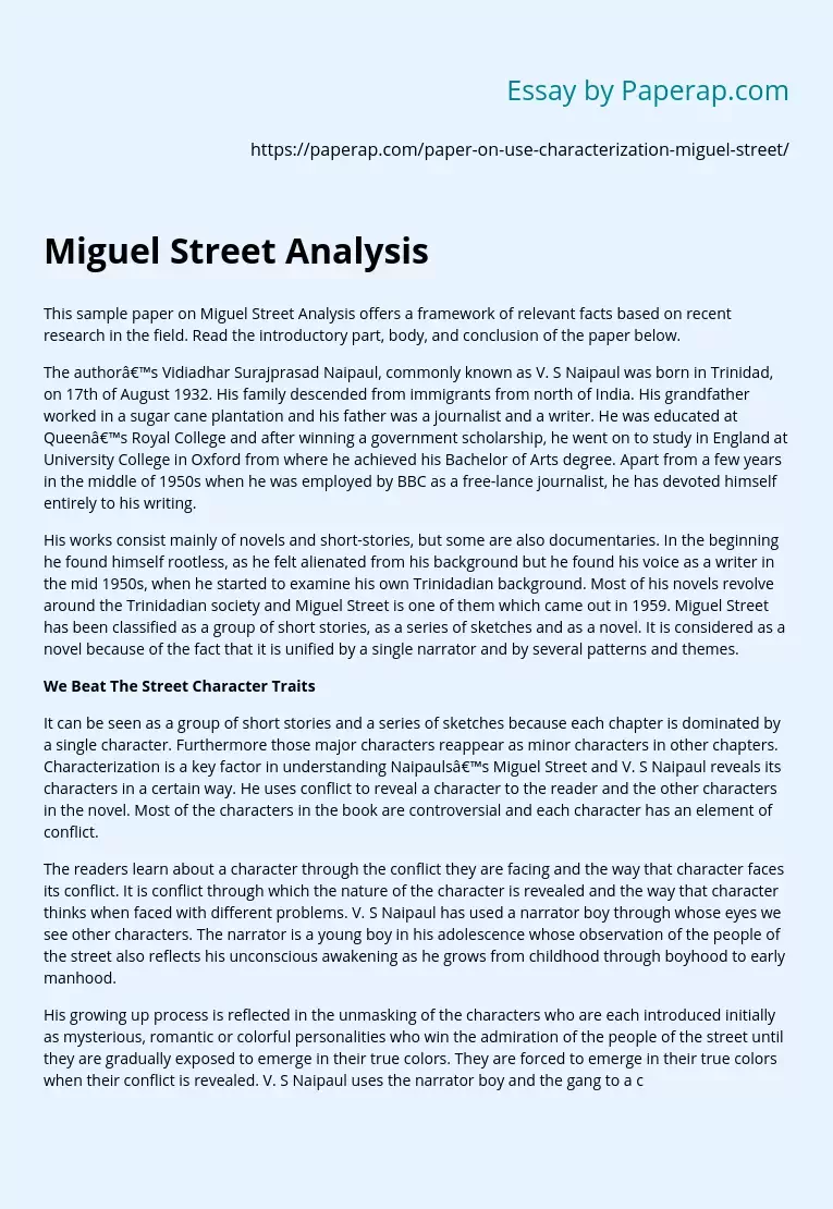 Miguel Street Analysis