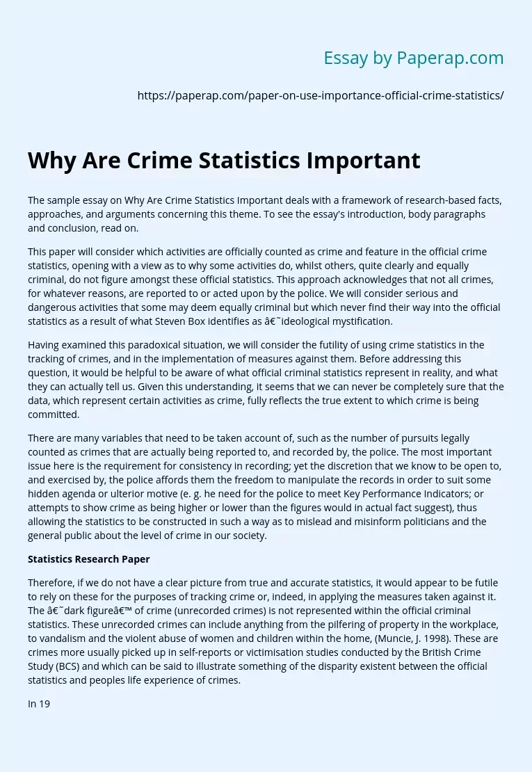 Why Are Crime Statistics Important