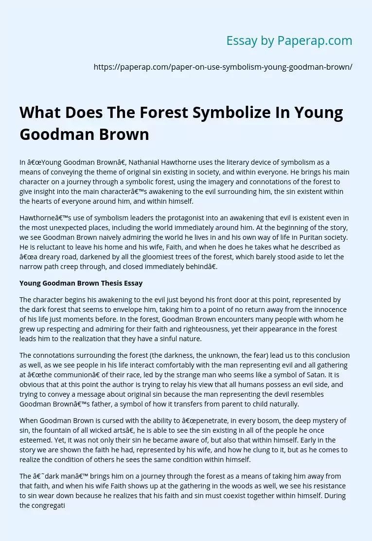 Young Goodman Brown Thesis Essay