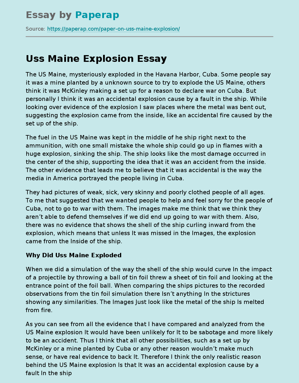 Uss Maine Explosion