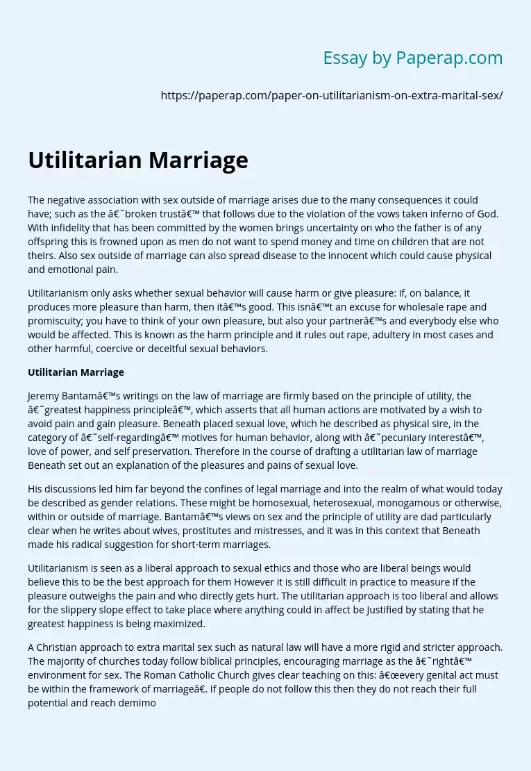 Utilitarian Marriage