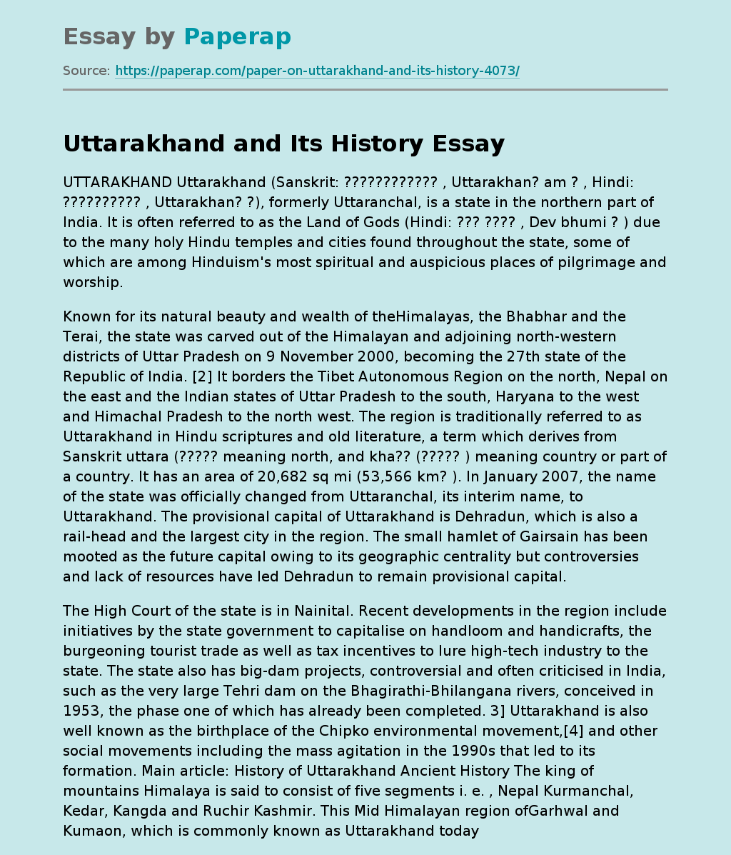 Uttarakhand and Its History