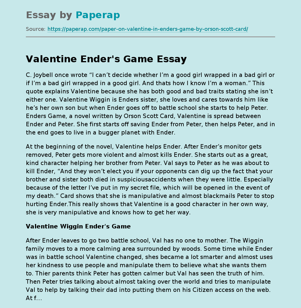 Valentine Ender's Game