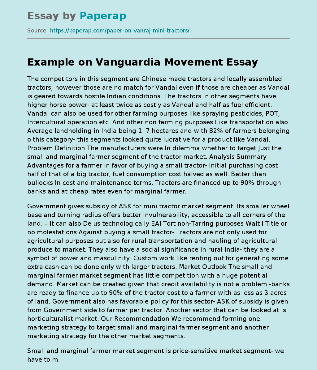 Example on Vanguardia Movement