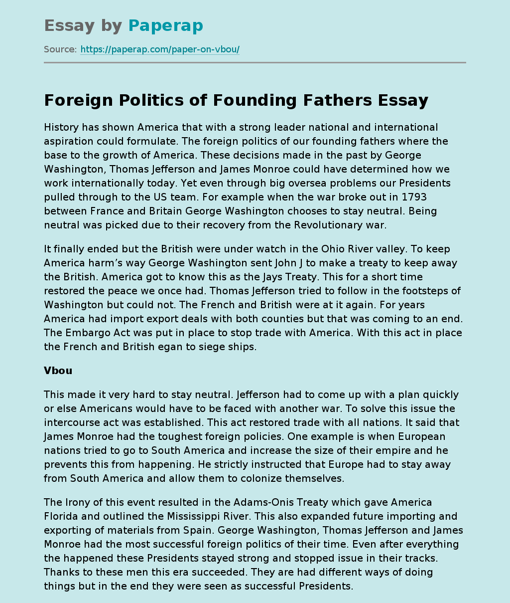 Foreign Politics of Founding Fathers