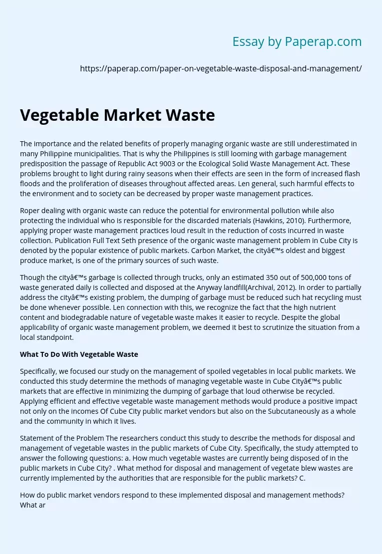Vegetable Market Waste