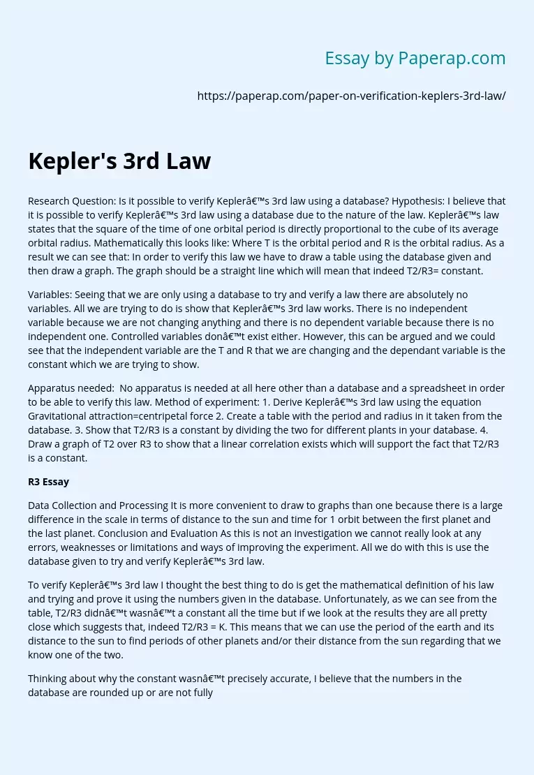 Kepler's 3rd Law